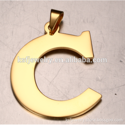 China Factory 316L Stainless Steel Gold C Alphabet Letter Pendant Jewelry